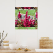 Celosia Red Rustic Fence Garden Poster (Küche)