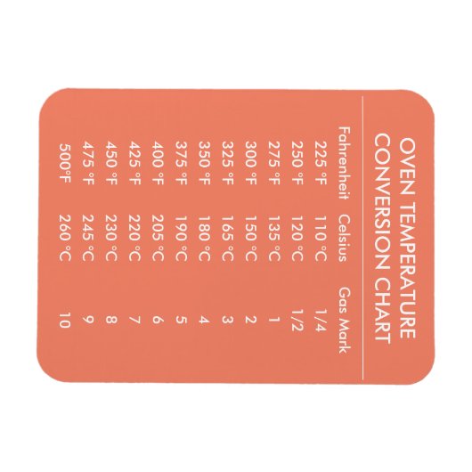 Celsius bis fahrenheit Umrechnungstabelle orange Magnet (Horizontal)