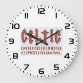 Celtic Alphabet Schriftart Große Wanduhr (Vorderseite)