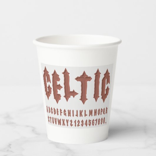 Celtic Alphabet Schriftart Pappbecher (Vorderseite)