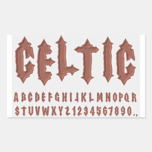 Celtic Alphabet Schriftart Rechteckiger Aufkleber (Vorderseite)