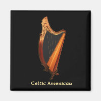 Celtic American Harp Magnet