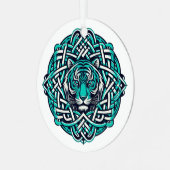 Celtic Aquamarin Tiger Ornament Aus Metall (Vorderseite links)