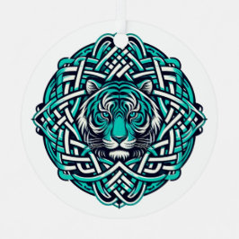 Celtic Aquamarin Tiger Ornament Aus Metall