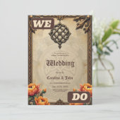 Celtic art and floral splendor in warm tones. einladung (Stehend Vorderseite)