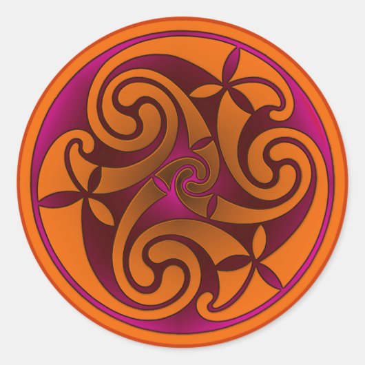 Celtic Art Spiral Design Runder Aufkleber (Vorderseite)