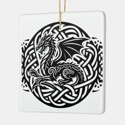 Celtic B&W Dragon Keramikornament (Links)