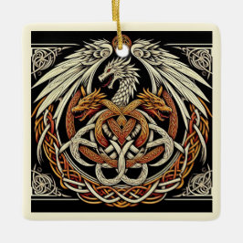 Celtic Beige Dragon Keramikornament