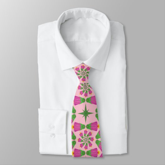 Celtic Bell Blume Mandalase Pink Neck Tie Krawatte (Gebunden)