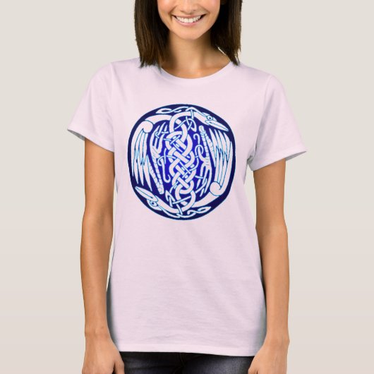 Celtic Birds of Peace (blaue Version) T-Shirt (Vorderseite)