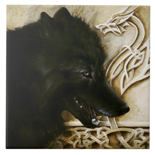 Celtic Black Wolf Fliese (Vorderseite)