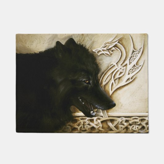 Celtic Black Wolf Fußmatte (Vorderseite)