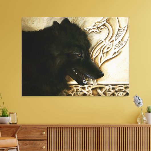Celtic Black Wolf Leinwanddruck (Insitu (Wohnzimmer))