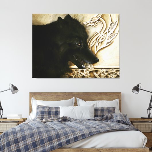 Celtic Black Wolf Leinwanddruck (Insitu (Schlafzimmer))