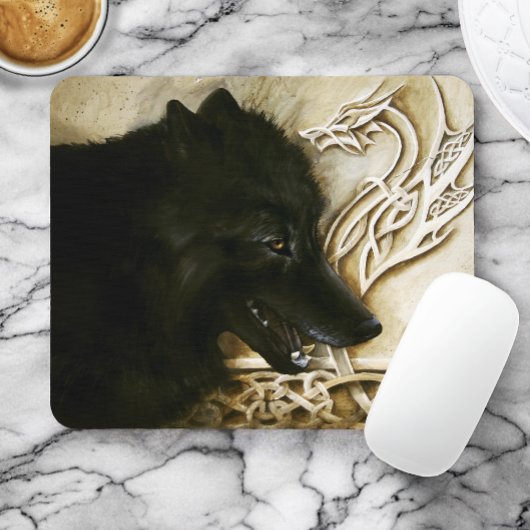 Celtic Black Wolf Mousepad