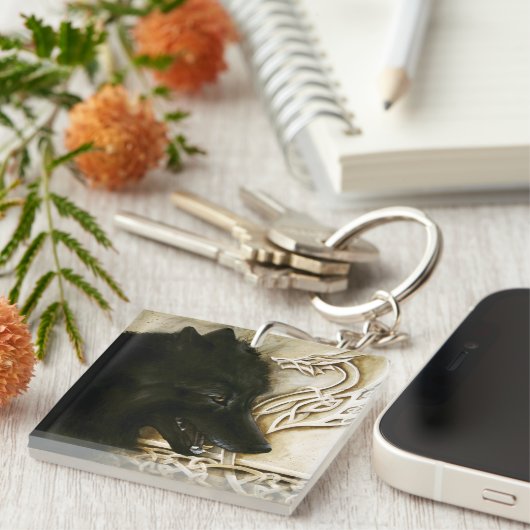 Celtic Black Wolf Schlüsselanhänger (Vorderseite rechts)