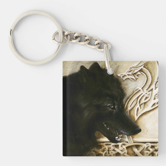 Celtic Black Wolf Schlüsselanhänger (Vorderseite)
