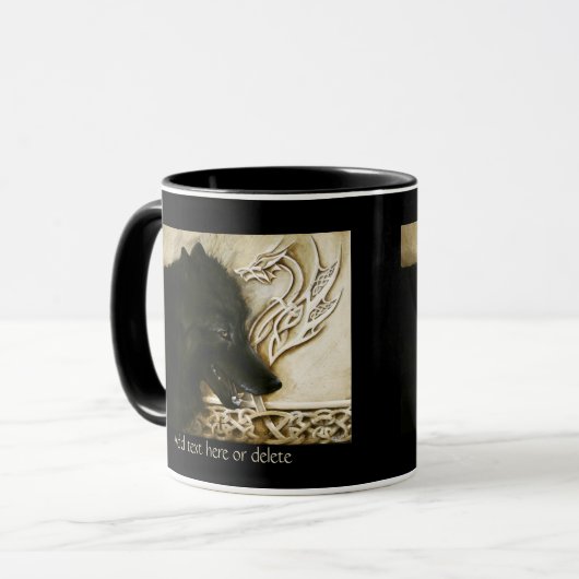 Celtic Black Wolf Tasse (Vorderseite Links)