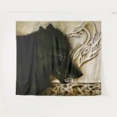 Celtic Black Wolf Wandteppich (Vorderseite (Horizontal))