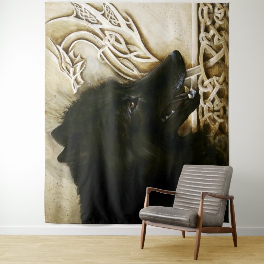 Celtic Black Wolf Wandteppich (Beispiel)