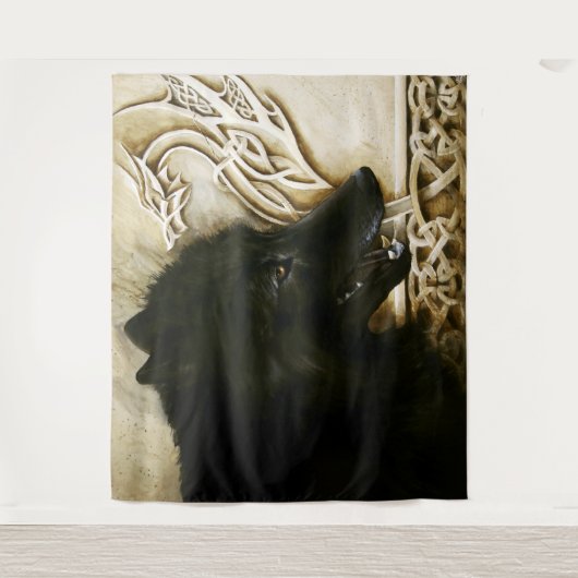 Celtic Black Wolf Wandteppich (Vorderseite)