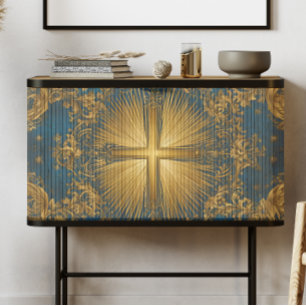Celtic Blue und Gold Cross Seidenpapier