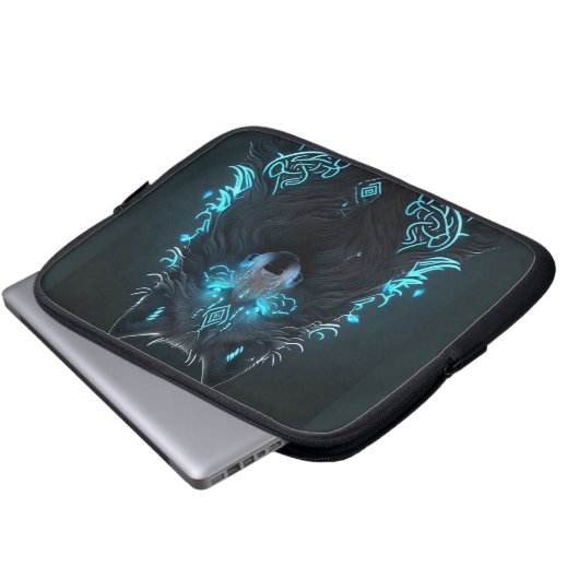 Celtic Blue Wolf Laptopschutzhülle (Vorne Knopf)