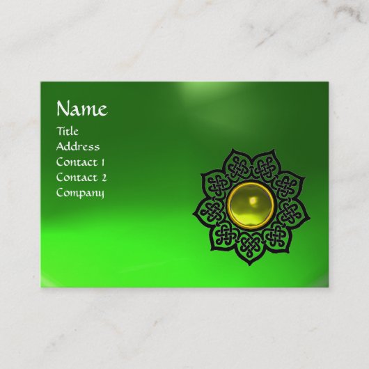 CELTIC BLUME YELLOW GEM MONOGRAM Emerald Green Visitenkarte (Vorderseite)