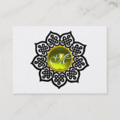 CELTIC BLUME YELLOW GEMSTONE MONOGRAMM Schwarz-wei Visitenkarte (Rückseite)