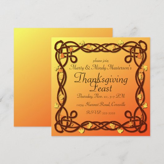 Celtic Border Erntedank Dinner Party Einladung (Vorne/Hinten)