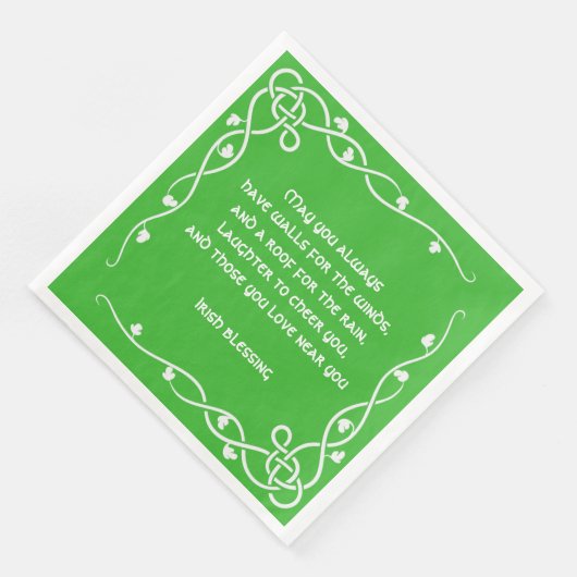 Celtic Braid - White and Green Irish Blessing #3 Serviette (Ecke)