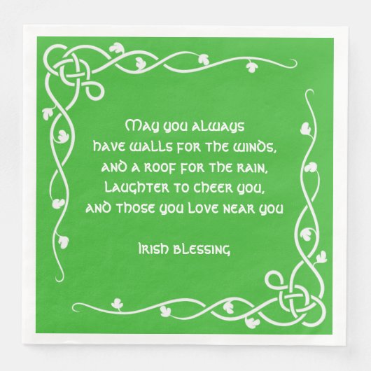 Celtic Braid - White and Green Irish Blessing #3 Serviette (Vorderseite)