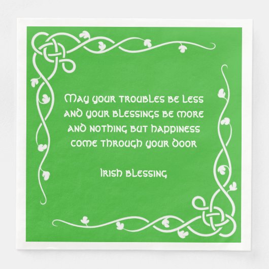 Celtic Braid - White and Green Irish Blessing #4 Serviette (Vorderseite)