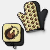 Celtic Brown Horellow Ofenhandschuh & Topflappen-Set (Vorderseite/Rückseite)