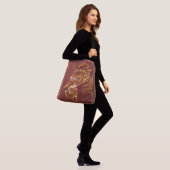 Celtic Brown Leather Tribal Tragetaschen Mit Langen Trägern (Am Model)