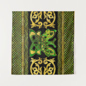 Celtic Butterfly - Grüner Marmor und Gold Wandteppich (Vorderseite (Horizontal))