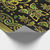 Celtic Butterfly Ornament - Grün und Gold Geschenkpapier (Ecke)