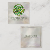 Celtic Butterfly Ornament - Grün und Gold Quadratische Visitenkarte (Vorne/Hinten)