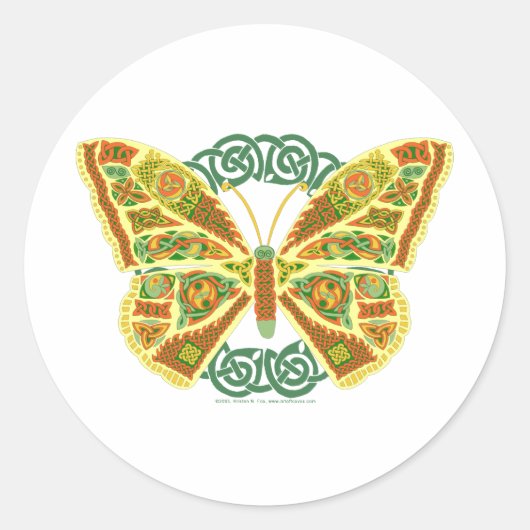 Celtic Butterfly Runder Aufkleber (Vorderseite)