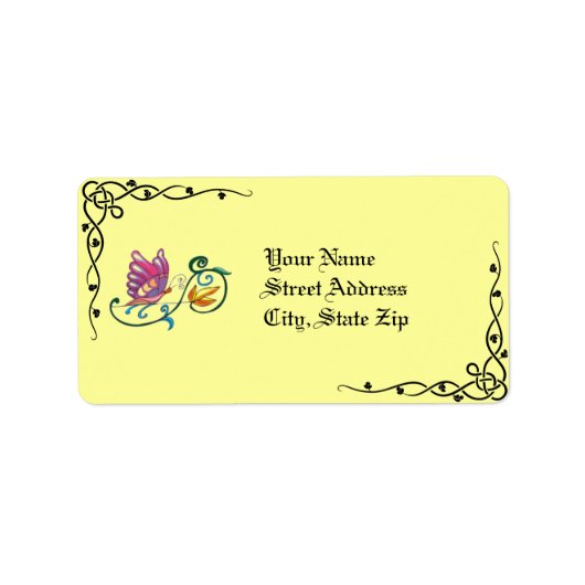 Celtic Butterfly & Vine Address Labels Adressaufkleber (Vorne)