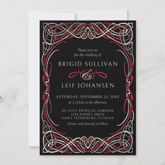 Celtic Calligraphy Wedding Einladung (Vorderseite)