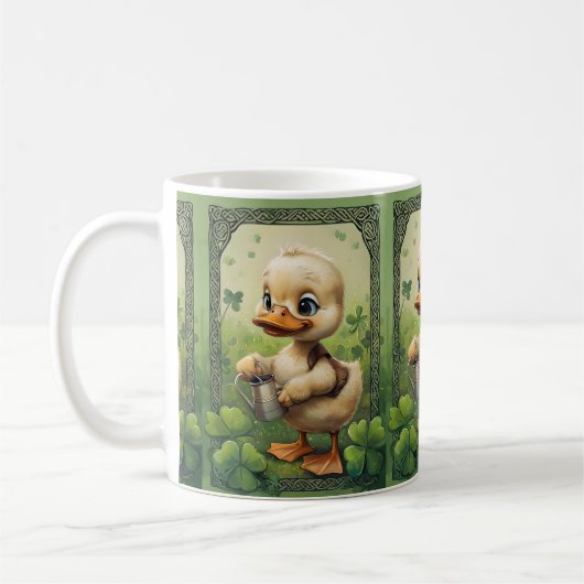 Celtic Charm: Duckling Watering Vier-Leaf Clovers Kaffeetasse (Links)