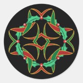 Celtic Christmas Holly Wreath Graphic Runder Aufkleber (Vorderseite)