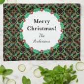 Celtic Christmas Holly Wreath Pattern Personalisie Handtuch (Gefaltet)