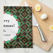 Celtic Christmas Holly Wreath Pattern Personalisie Handtuch (Viertel Falte)