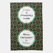 Celtic Christmas Holly Wreath Pattern Personalisie Handtuch (Vertikal)