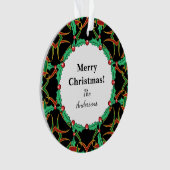 Celtic Christmas Holly Wreath Pattern Personalisie Ornament (Vorderseite)