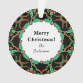 Celtic Christmas Holly Wreath Pattern Personalisie Ornament (Vorderseite)
