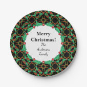 Celtic Christmas Holly Wreath Pattern Personalisie Pappteller (Vorderseite)