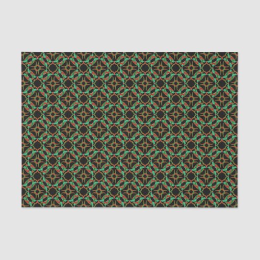 Celtic Christmas Holly Wreath Pattern Seidenpapier (Vorderseite)